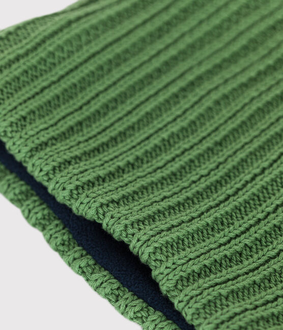 Cuello infantil de punto tricotado con forro polar verde PALMERAIE