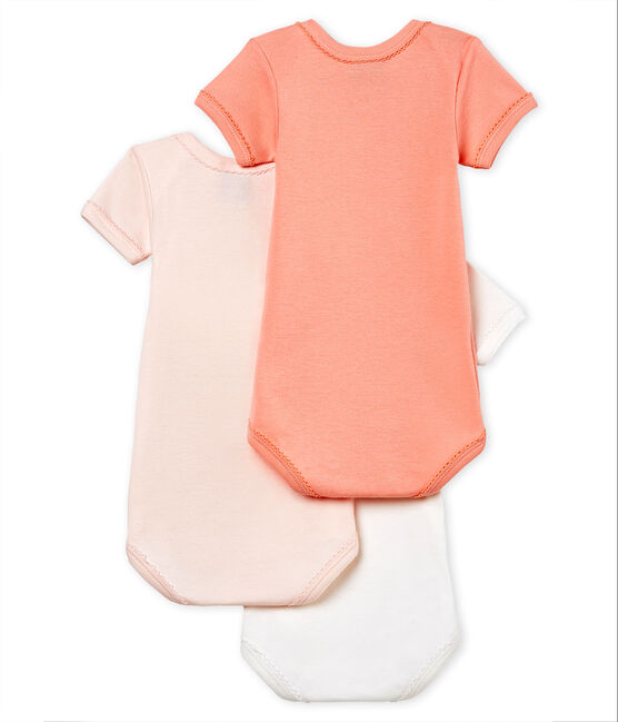 Tres bodis manga corta de algodón y lino para bebé niña variante 1