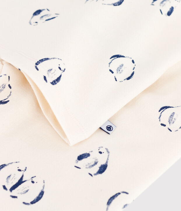 Pijama infantil de felpa con estampado de ping&uuml;inos azul/azul