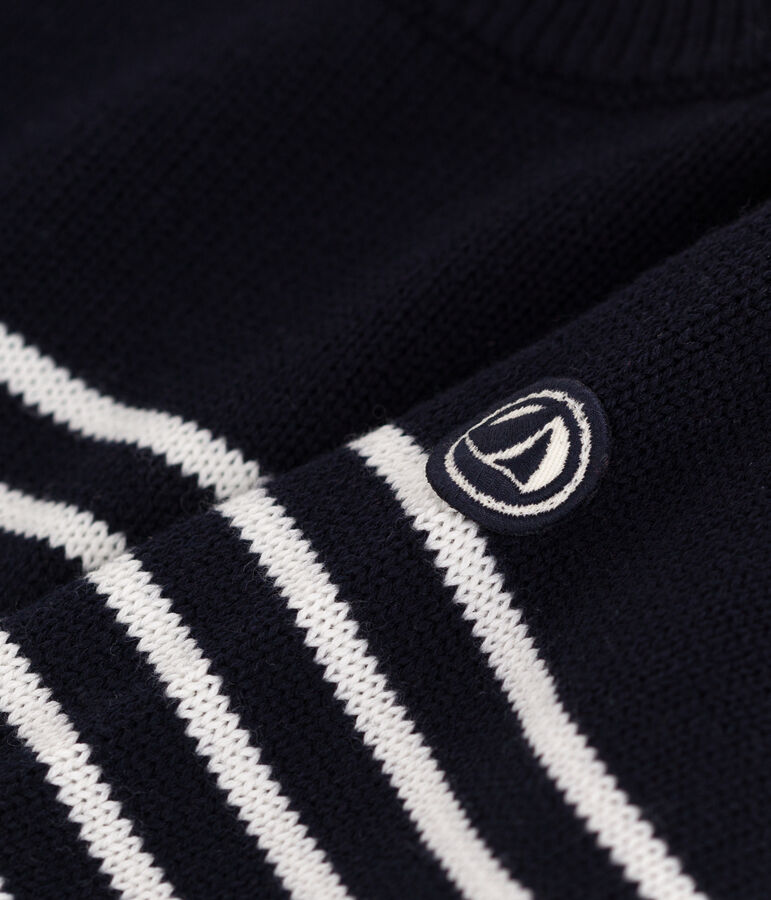 Jersey marinero infantil de lana y algod&oacute;n a rayas azul/blanco