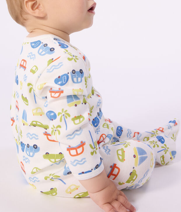 Pijama de algod&oacute;n con estampado de coches para beb&eacute; blanco/multicolor