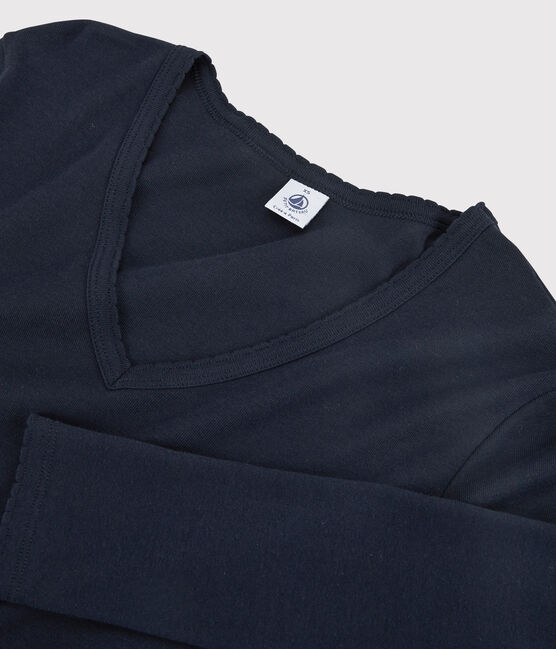Camiseta ICONICA de punto «cocotte» de algodón para mujer azul SMOKING