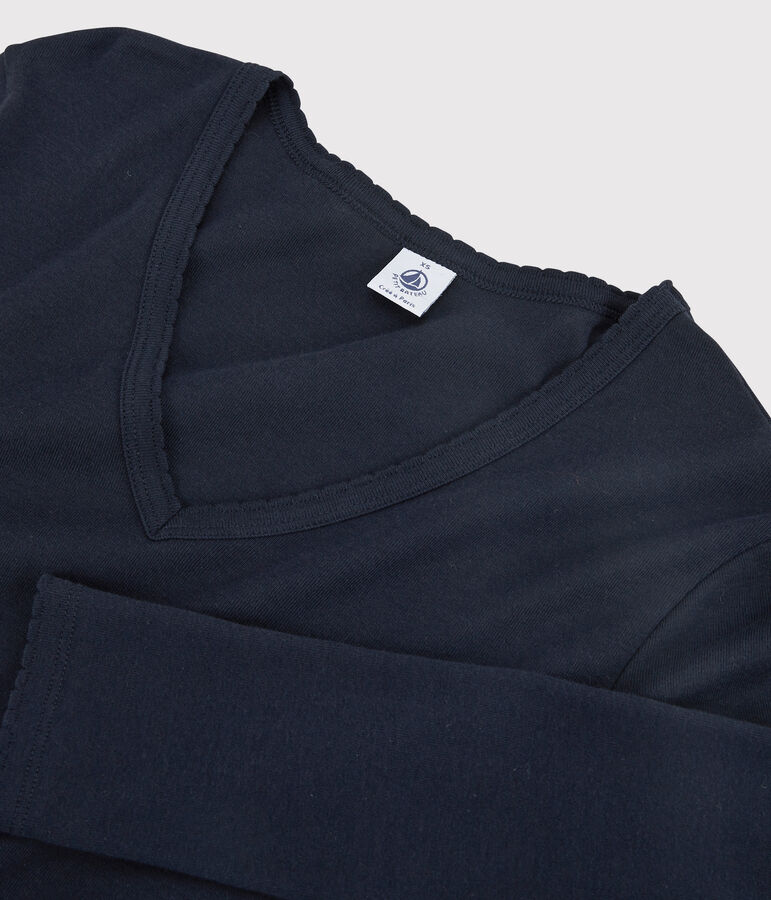 Camiseta ICONICA de punto cocotte de algod&oacute;n para mujer azul