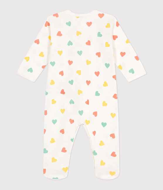 Pijama de algodón con corazones para bebé blanco MARSHMALLOW/blanco MULTICO