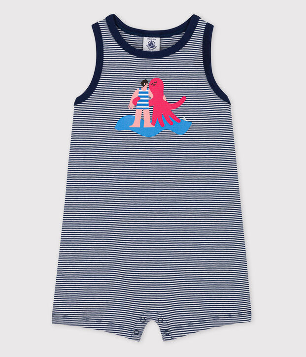 Mono Beb&eacute; Petit Bateau x Water Family azul/blanco