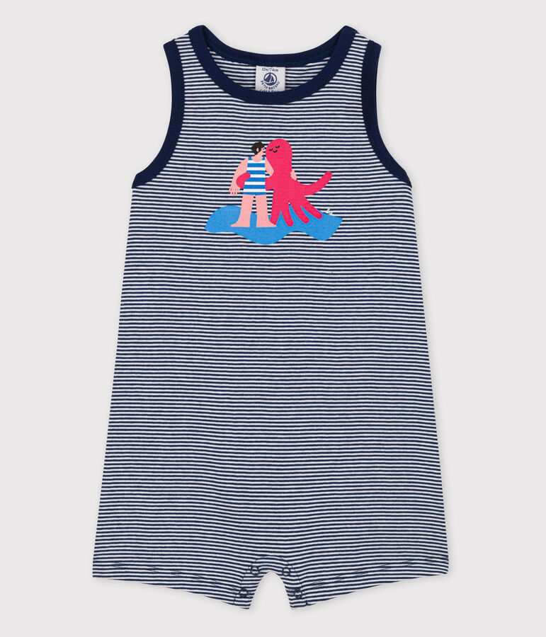 Mono Beb&eacute; Petit Bateau x Water Family azul/blanco