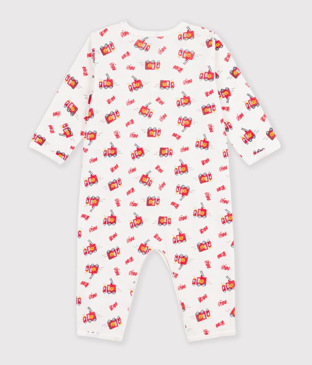 Pijama sin pies de algod&oacute;n con estampado de bombero para beb&eacute; blanco/multicolor