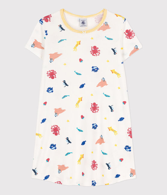 Camisón fosforescente de algodón para niña blanco MARSHMALLOW/blanco MULTICO