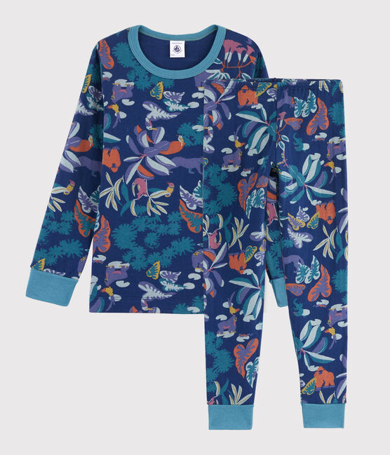 Pijama estampado de jungla de niño de túbico azul MEDIEVAL/blanco MULTICO