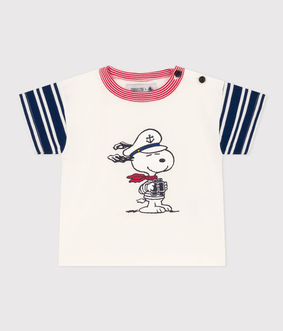 Camiseta Petit Bateau X Snoopy de punto ligero para bebé blanco MARSHMALLOW/blanco MULTICO