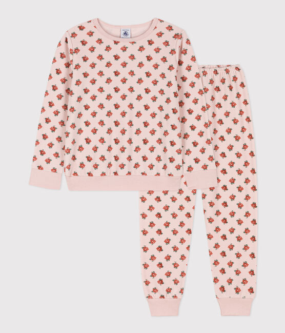Pijama de terciopelo con flor para niña rosa SALINE/blanco MULTICO