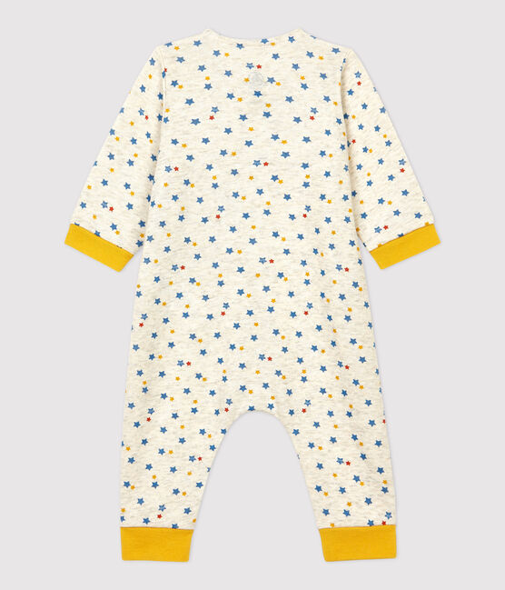 Mono largo con estampado de estrellas multicolores de bebé de lana y algodón orgánico beige MONTELIMAR/blanco MULTICO