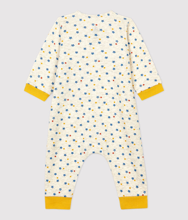 Mono largo con estampado de estrellas multicolores de beb&eacute; de lana y algod&oacute;n org&aacute;nico beige/multicolor