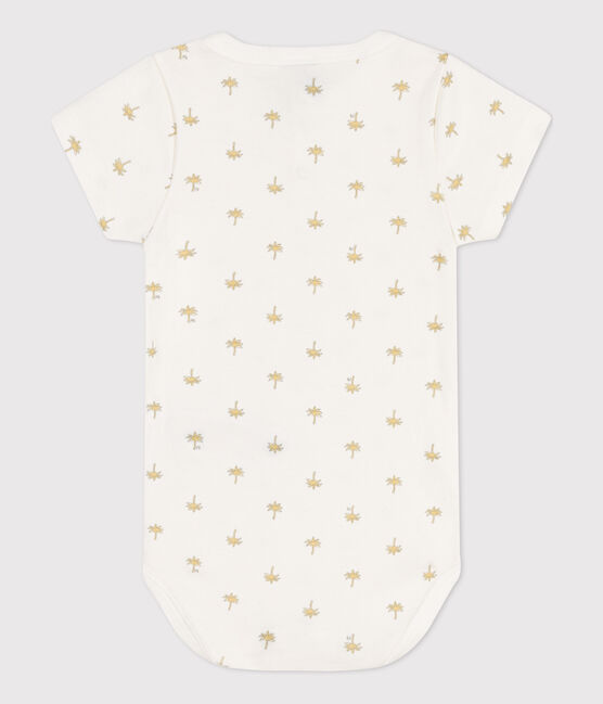 Body de algodón de manga corta con estampado de palmera para bebé blanco MARSHMALLOW/blanco MULTICO