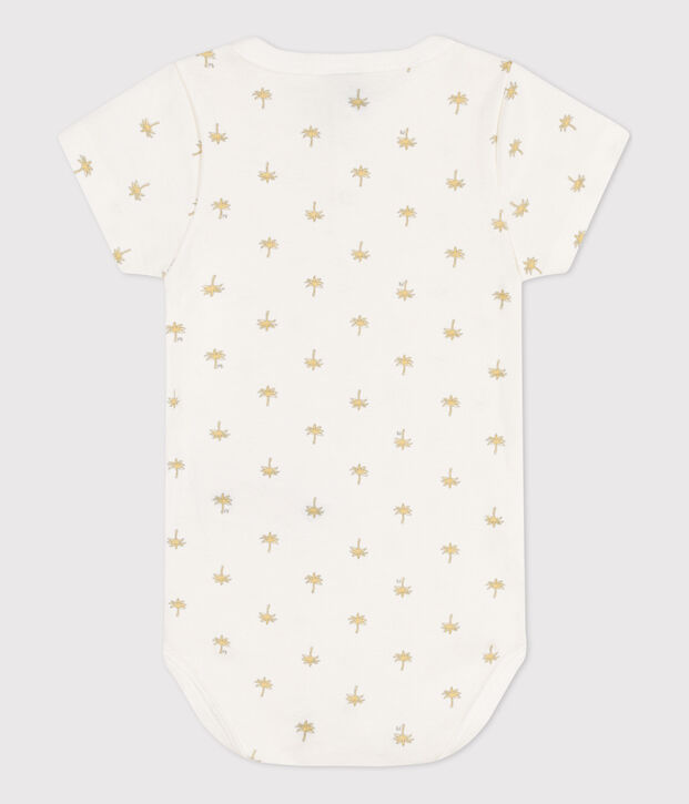 Body de algod&oacute;n de manga corta con estampado de palmera para beb&eacute; blanco/multicolor
