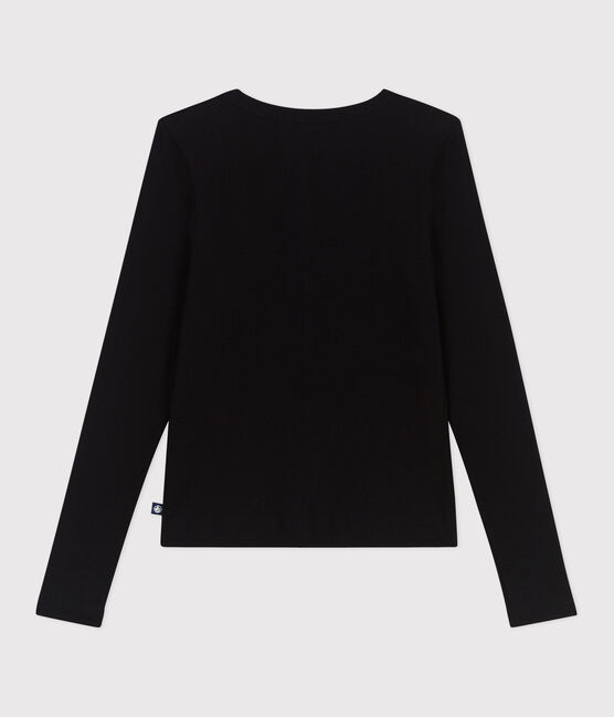 Cárdigan de algodón liso para mujer negro BLACK