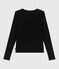 Cárdigan de algodón liso para mujer negro BLACK