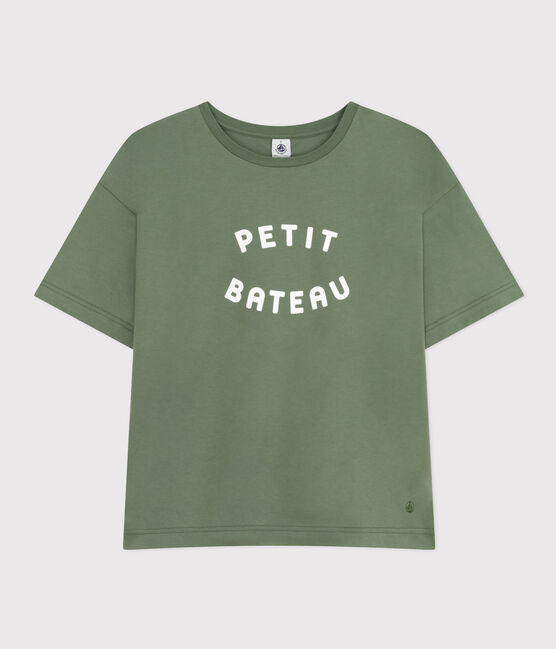 Camiseta la Boxy de algodón de mujer verde CROCO