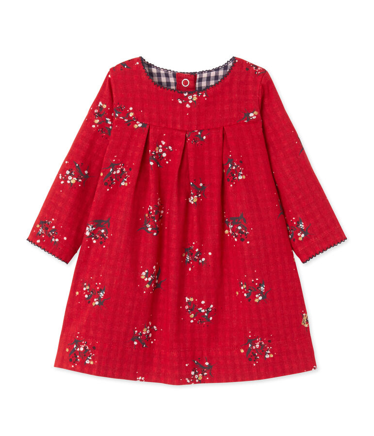 Vestido para beb&eacute; ni&ntilde;a en lana rojo/multicolor