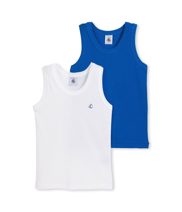 Set of 2 boy&rsquo;s plain vest tops lote .