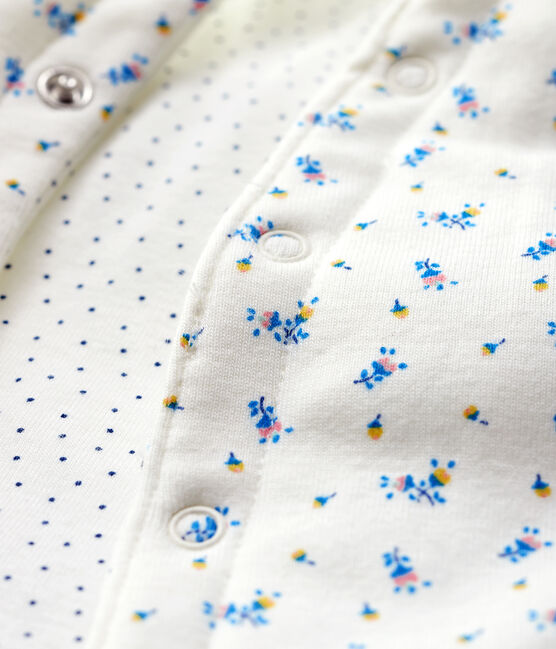 Chaleco reversible de algodón biológico enguatado blanco MARSHMALLOW+BLEU