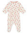 Pijama para bebé niña en punto 1x1 afelpado estampado blanco MARSHMALLOW/blanco MULTICO