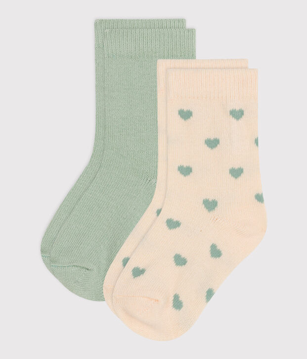 2 pares de calcetines de algod&oacute;n con corazones para beb&eacute; multicolor