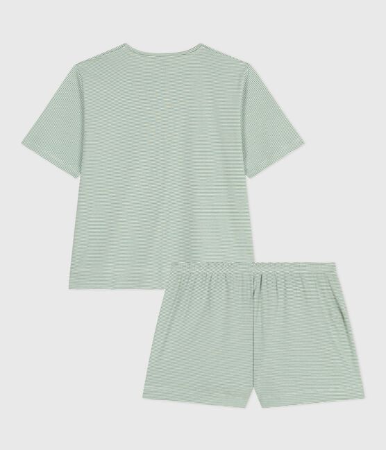 Pijama corto de algodón a rayas para mujer SAULE/ MARSHMALLOW