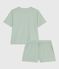 Pijama corto de algodón a rayas para mujer SAULE/ MARSHMALLOW