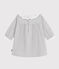 Vestido liso de franela de manga larga con cuello para bebé gris FUMEE CHINE