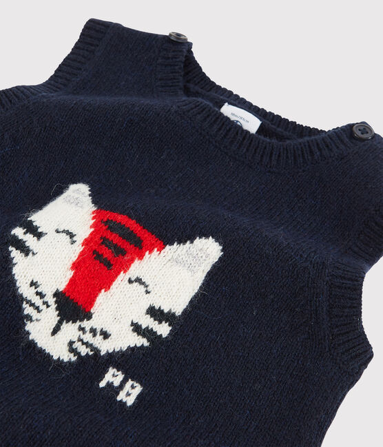 Jersey de tejido de punto sin mangas para bebé azul SMOKING