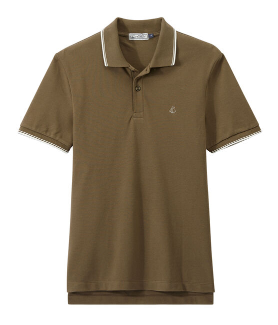 Polo para hombre de tejido de piqué marron SHITAKE