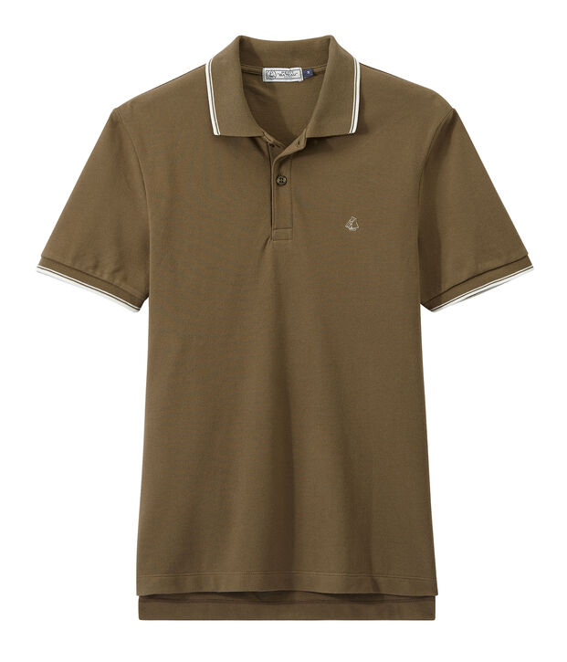 Polo para hombre de tejido de piqu&eacute; marron