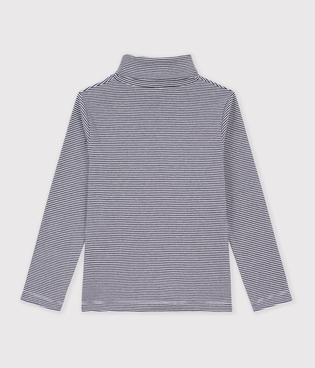 Prenda de cuello cisne a rayas de algod&oacute;n de ni&ntilde;a/ni&ntilde;o azul/blanco