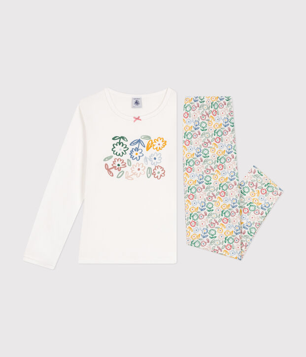 Pijama infantil de algod&oacute;n blanco/multicolor