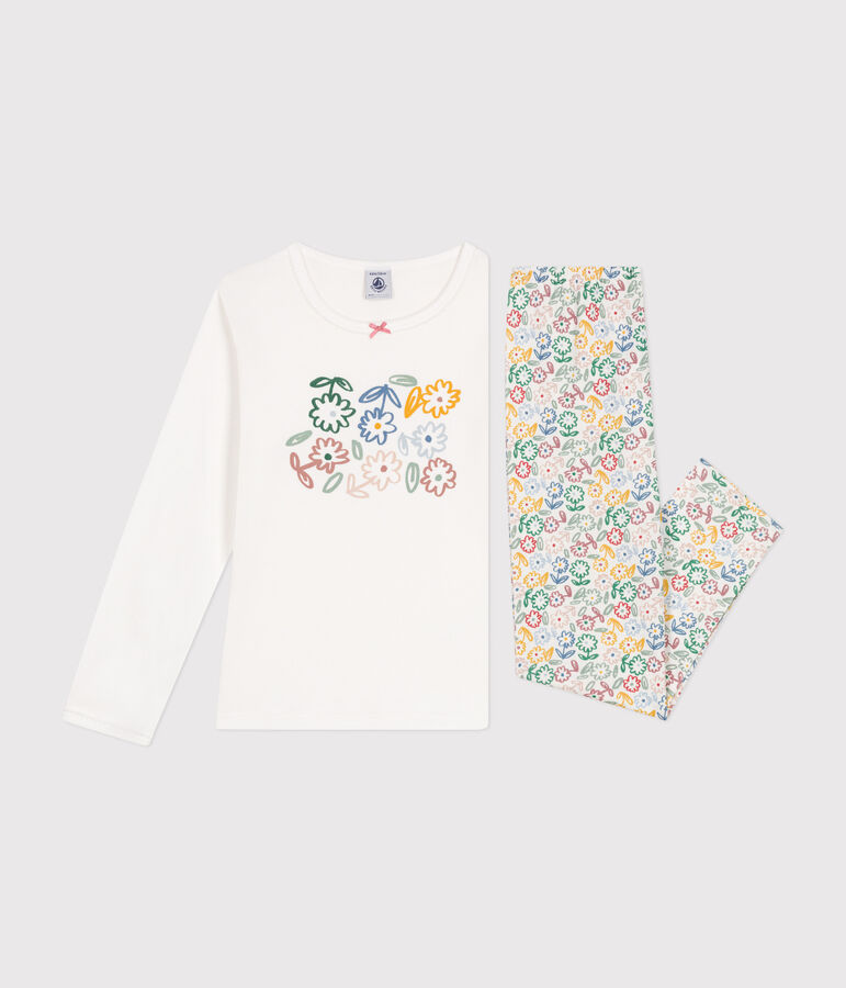 Pijama infantil de algod&oacute;n blanco/multicolor