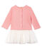Vestido bimaterial de manga larga para bebé niña rosa CHARME/blanco MULTICO