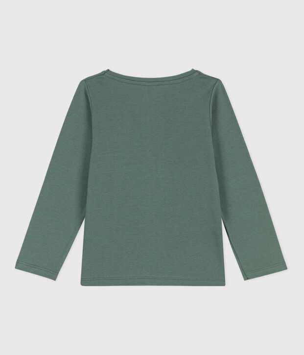 Camiseta de algod&oacute;n de manga larga de ni&ntilde;a/ni&ntilde;o verde