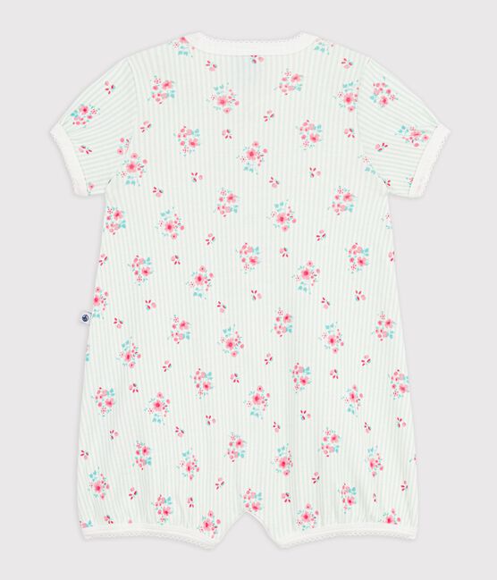 Mono corto de algod&oacute;n con flores para beb&eacute; blanco MARSHMALLOW/blanco MULTICO