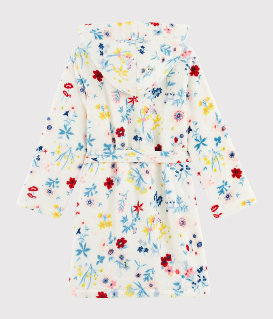 Bata de casa de polar para niña con flores blanco MARSHMALLOW/blanco MULTICO