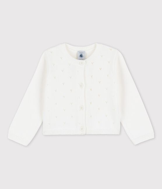 Cárdigan de punto elegante para bebé blanco MARSHMALLOW