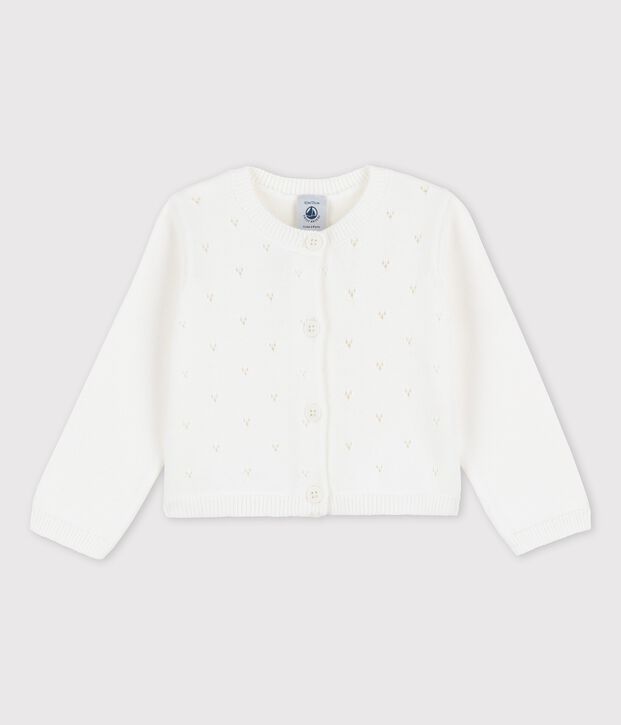 C&aacute;rdigan de punto elegante para beb&eacute; blanco