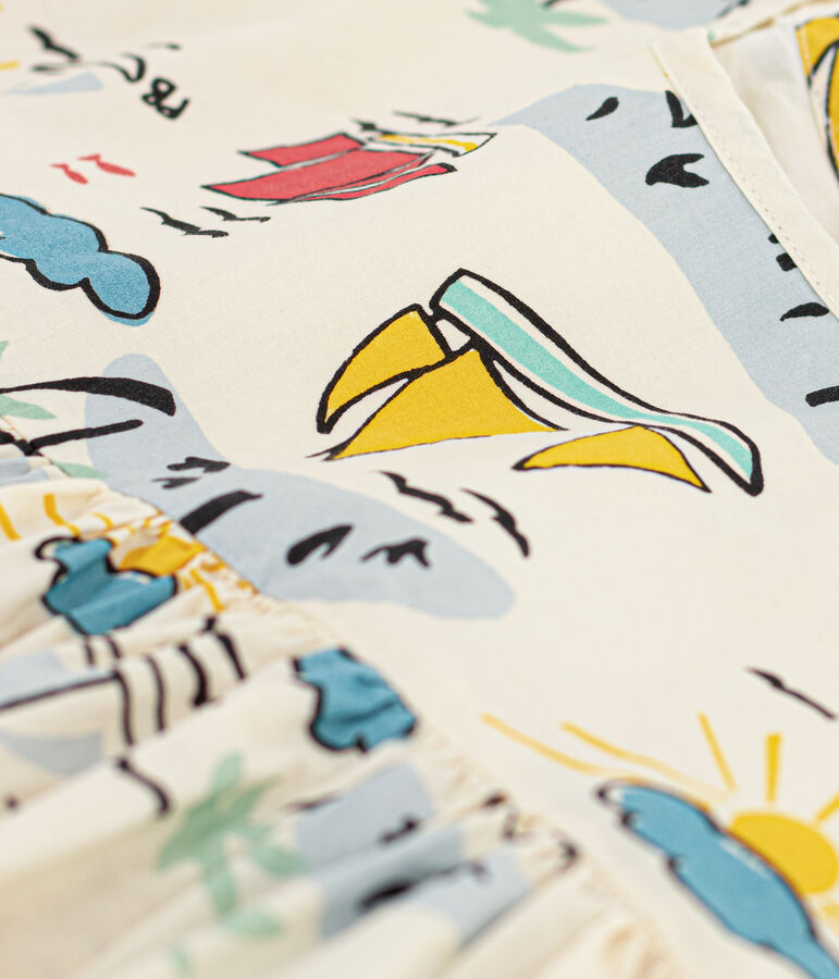 Vestido de popelina de manga corta para ni&ntilde;a blanco AVALANCHE/ MULTICO