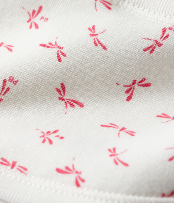 Babero de punto acanalado para bebé blanco MARSHMALLOW/rosa GROSEILLER