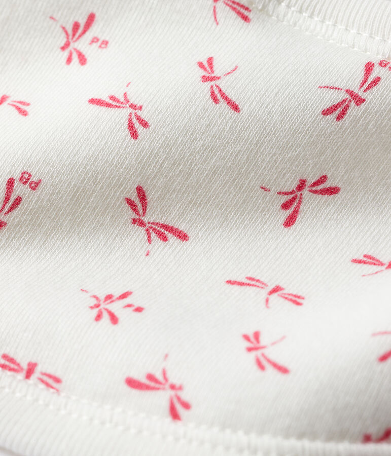 Babero de punto acanalado para beb&eacute; blanco/rosa