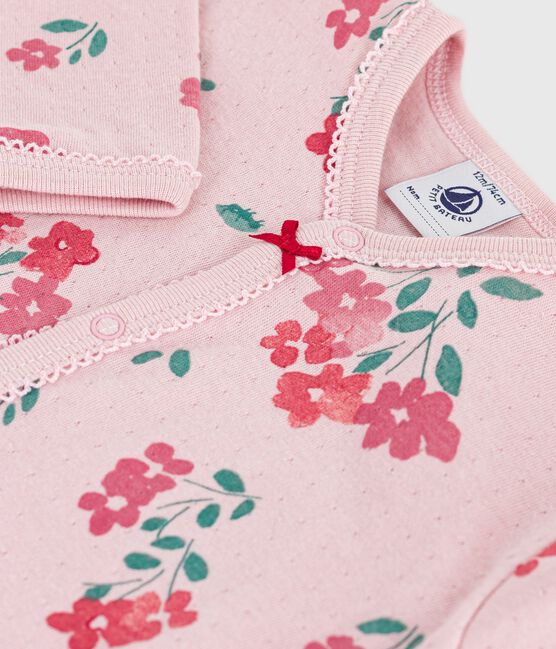 Pijama de túbico con estampado de flores para bebé rosa JOLI/blanco MULTICO