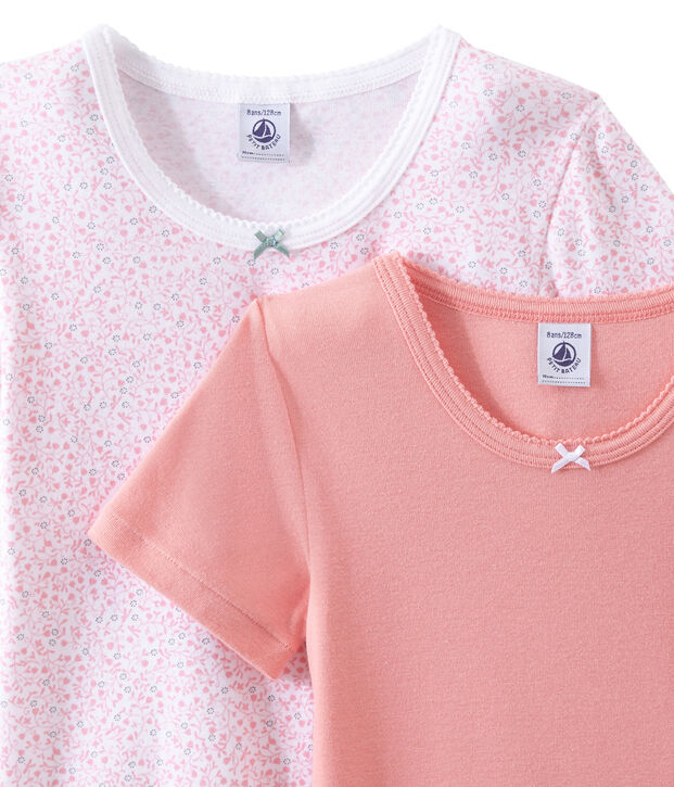 Lote de 2 camisetas de manga corta para ni&ntilde;a blanco