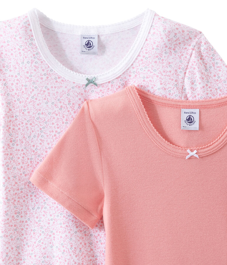 Lote de 2 camisetas de manga corta para ni&ntilde;a blanco