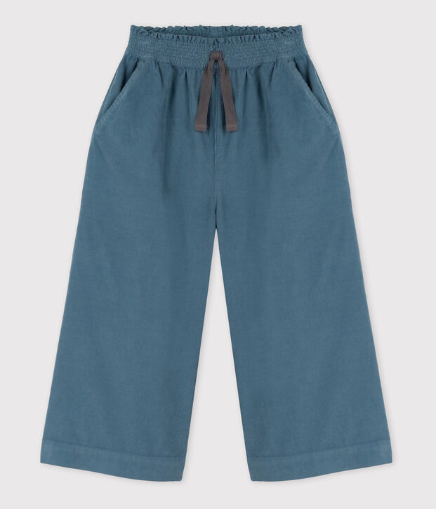 Pantal&oacute;n ancho de micro pana de ni&ntilde;a azul