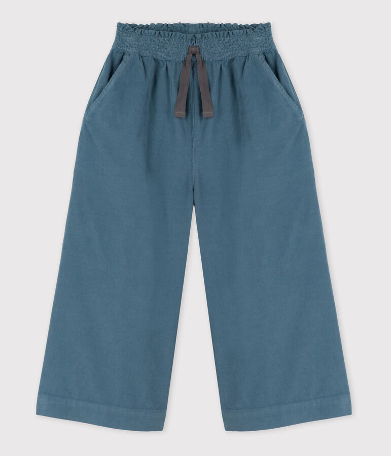 Pantal&oacute;n ancho de micro pana de ni&ntilde;a azul